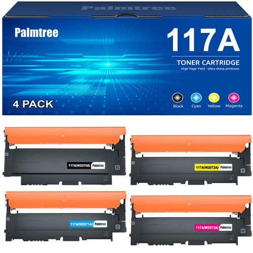 Palmtree 117A Toner Set 4er-Pack kompatibel für HP Color Laser Drucker in Schwarz, Cyan, Gelb, Magenta