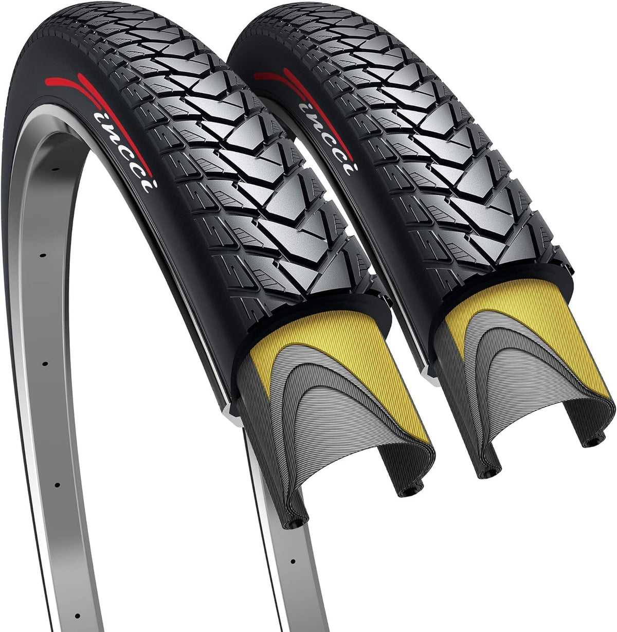 Fincci Gravel Fahrradreifen 700x35c, 37-622, 2er-Set mit Pannenschutz – Faltreifenpaar für Strasse und Schotter