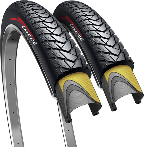 Fincci Gravel Fahrradreifen 700x35c, 37-622, 2er-Set mit Pannenschutz – Faltreifenpaar für Strasse und Schotter