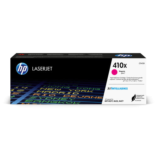 HP 410X Tonerkartusche für Laserdrucker - Magenta, 5000 Seiten. Rechteckige Magenta-Kartusche, liefert Toner für Farblaser-Ausdrucke.