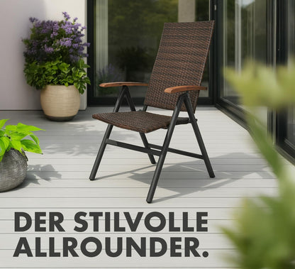 BRUBAKER Polyrattan Gartenstuhl Modena 2er-Set, klappbar, Braun Grau