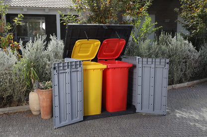 Keter Store-it-out Pro Mülltonnenbox 1200 L, Grau/Schwarz