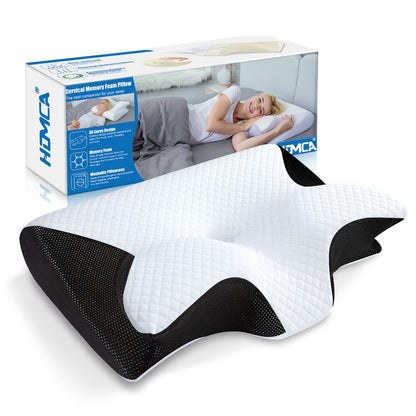 HOMCA Ergonomisches Nackenkissen aus Memory Foam, Schwarz, konturierte Form mit Armrillen