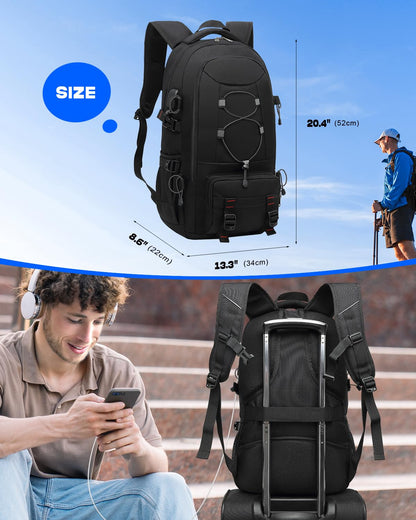 Besttravel Reiserucksack 45 L mit Laptopfach, wasserdicht, schwarz