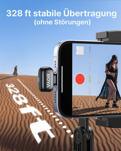 BOYA MINI 2 Kabelloses Lavalier-Mikrofon für iPhone und Android