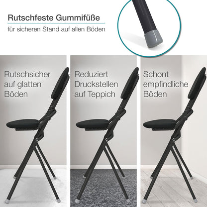 ELONEO Bügelstehhilfe mit Rückenkissen, höhenverstellbar, schwarz