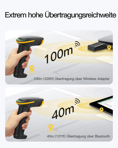 Inateck BCST-23 Barcode Scanner kabellos, 1D 2D QR Handscanner