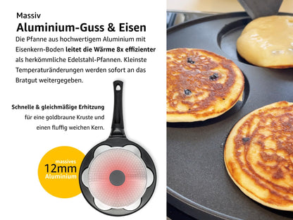 endusor Pancakepfanne Ø 26 cm mit 4 Formen für alle Herdarten