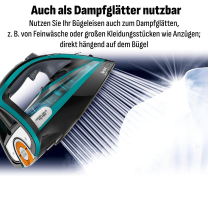Tefal Ultimate Pure Dampfbügeleisen FV9844, 3200 W, schwarz/türkis