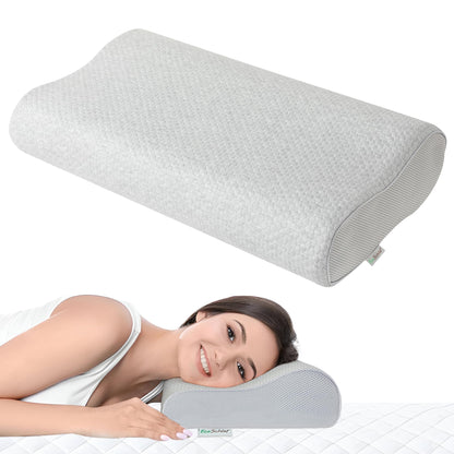EcoSchlaf Orthopädisches Nackenstützkissen aus Memory Foam, Grau, ergonomische Form