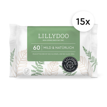 LILLYDOO green Feuchttücher Mild & Natürlich, 900 Stück (15x60)