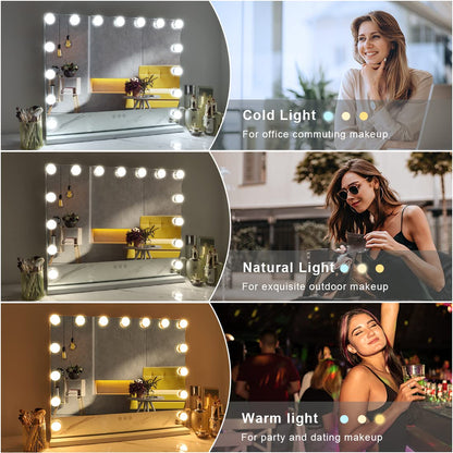 FENCHILIN Hollywood Schminkspiegel Tischspiegel – 15 LED, USB-C
