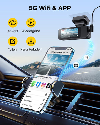 GKU D700 Dashcam Auto, 4K Dual-Kamera vorne hinten mit GPS, WLAN