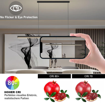 SENFAY LED Hängelampe Esstisch dimmbar, Pendelleuchte schwarz 120 cm