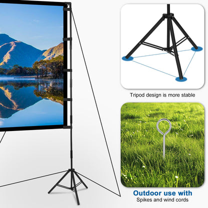 Azyvum Beamer Leinwand mit Stativ, 120 Zoll, 16:9, tragbar