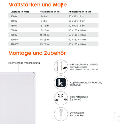 Könighaus Infrarotheizung Eco Modell Wandheizung - 1000 Watt
