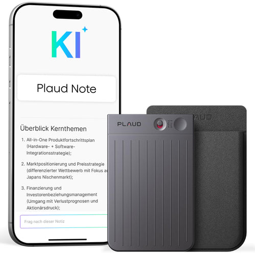 Plaud Note KI-Diktiergerät NB-100 mit 64 GB und Hülle, schwarz, ultraschlankes Gehäuse