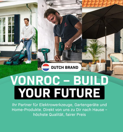 VONROC Rapallo Sonnenschirm rechteckig 200x300 cm mit Kurbel, Grau