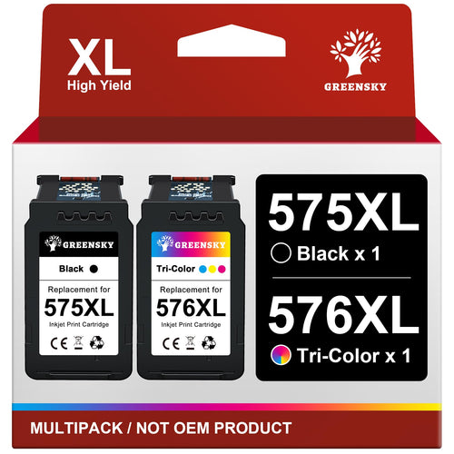 GREENSKY 575XL 576XL Tintenpatronen für Canon PIXMA, Schwarz und Farbe, 2er-Pack