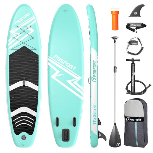 FBSPORT Aufblasbares SUP Board Stand Up Paddling Kit: Grünes, aufblasbares Board. Ideal für Stand Up Paddling auf dem Wasser.