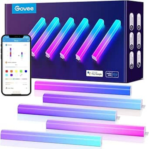 Govee Glide Wall Light RGBIC Smart LED Wandleuchten - 6 Stück. Lineare, mehrfarbige, modulare LED-Lichtleisten für dynamische Wandbeleuchtung.