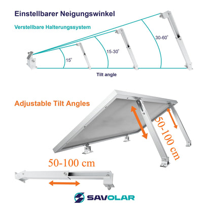 SAVOLAR Solarmodul-Halterung Balkonkraftwerk Flachdach, 2er-Set