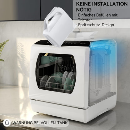 Hermitlux HMX-DW03 Mini Geschirrspüler, 5 l Wassertank, weiss