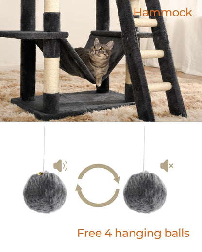 FourFurPets Kratzbaum 160 cm Katzen-Aktivitätsbaum - Rauchgrau