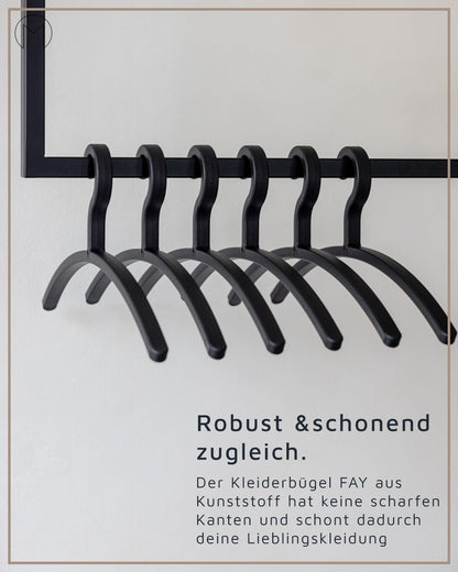Metallbude FAY Kleiderbügel 6er Set schwarz, Kunststoff, 46 cm