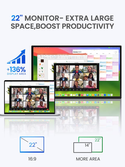 UPERFECT 22 Zoll 2K QLED tragbarer Monitor QHD IPS Display
