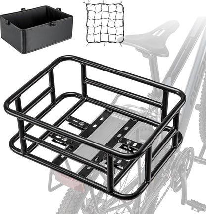 CXWXC Fahrradkorb hinten aus Metall mit Cargo-Netz und Innenfutter