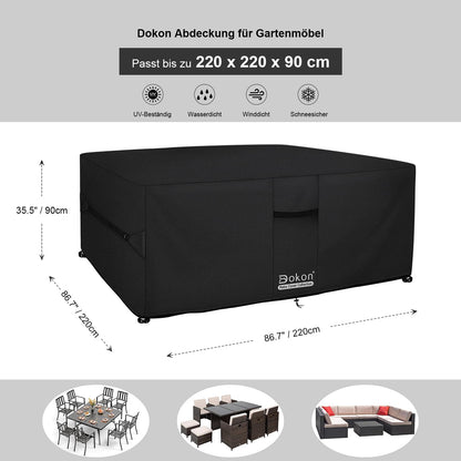 Dokon Gartenmöbel Abdeckung wasserdicht 220x220x90cm schwarz