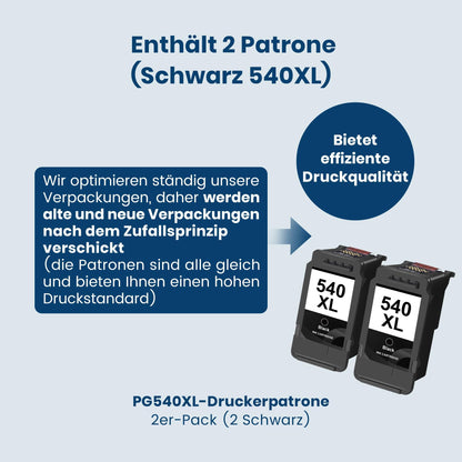 Washope PG-540 XL Tintenpatronen schwarz 2er-Pack für Canon Pixma
