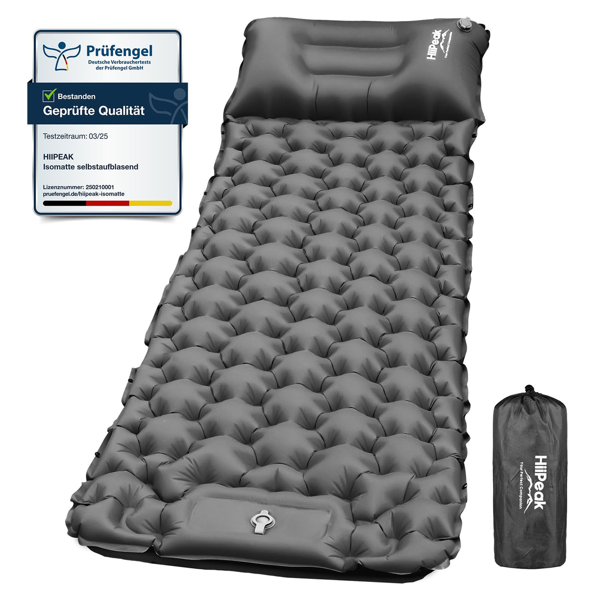 HiiPeak Isomatte aufblasbar mit Fusspumpe und Kissen, 198 x 70 cm aus 40D-Nylon mit TPU
