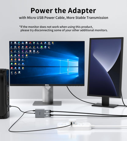 fairikabe DisplayPort Splitter Dual Monitor MST Adapter 4K 60Hz