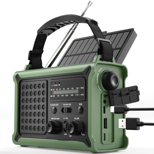 ROCAM CR1030 Kurbelradio, Notfallradio mit Solar und AM/FM-Empfang