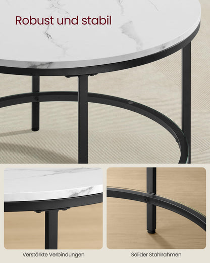 VASAGLE LCT072W13 Couchtisch Glasplatte marmorweiss-tintenschwarz