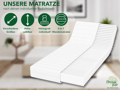 DREAMSTAR Simple Flex Duo 7-Zonen Kaltschaummatratze 90x200 cm H2/H3