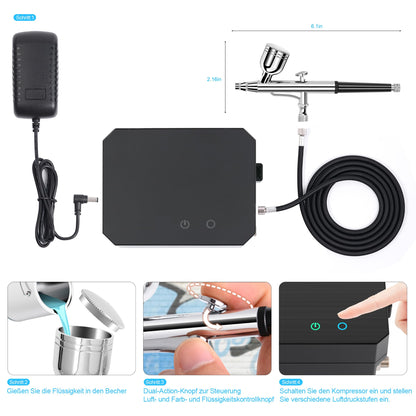 Powate 40 PSI Dual Action Airbrush Set mit Kompressor