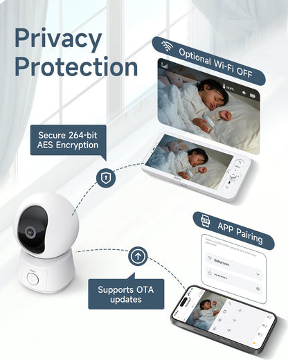ARENTI Video-Babyphone B2Kit mit Kamera, 5-Zoll-Display und App