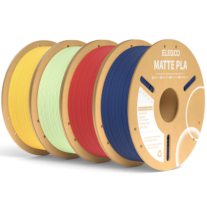 ELEGOO Matte PLA Filament 1,75 mm, 4 kg Multicolor Bundle, ±0,02 mm – vier Kartonspulen für den 3D-Druck