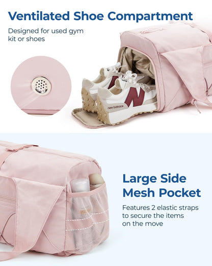 BAGSMART Sporttasche Damen mit Schuhfach und Nassfach, Kamel