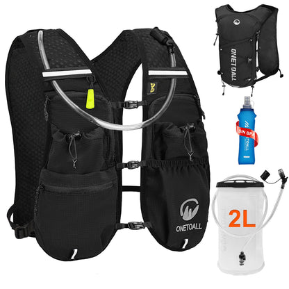 ONETOALL Laufweste mit Trinkblase 2L, ultraleichter Laufrucksack, reflektierende Elemente