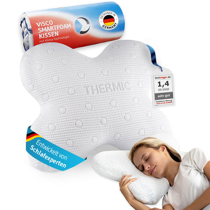Third of Life ACAMAR Schmetterlings-Kissen – Memory Foam. Weiß, ergonomisch konturiert. Nackenstütze & Druckentlastung beim Schlaf.