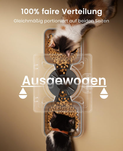 oneisall Futterautomat Katze 2 Näpfe, 5L mit Edelstahlschüssel