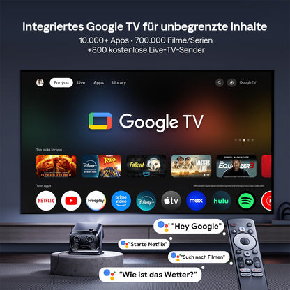 Aurzen Boom Mini Smart Beamer Google TV 4K Heimkino – Schwarz