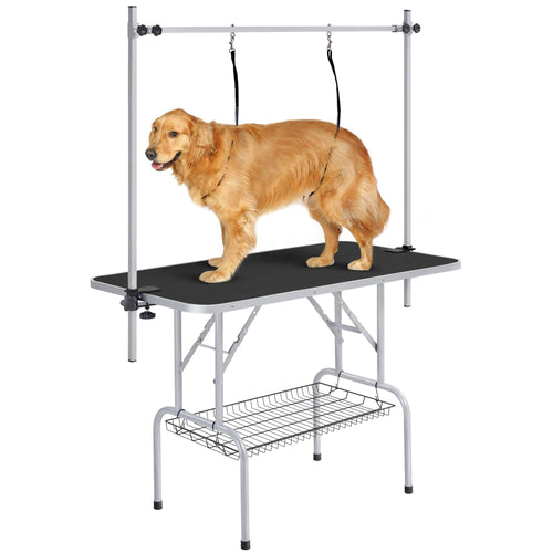 Yaheetech Höhenverstellbarer Trimmtisch gross – 118x60 cm, rechteckig, rutschfeste Platte. Ergonomisch höhenverstellbar für Tierpflege.