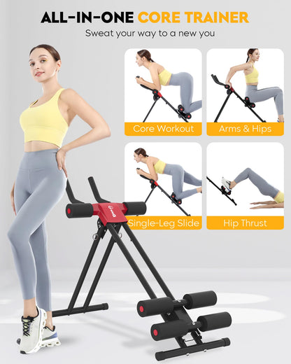 GuuG Bauchmuskeltrainer klappbar – Bauchtrainer für Zuhause, Rot