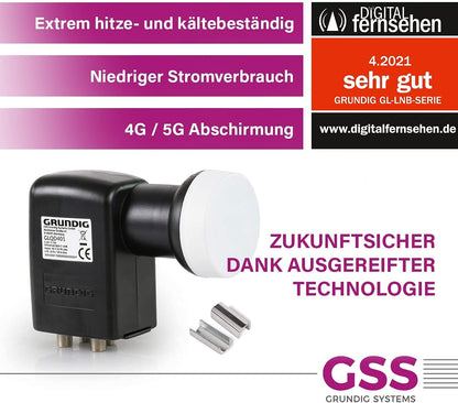 GSS Quad LNB 4-fach digital, LTE-Filter, 0,1 dB, für Sat-Antenne