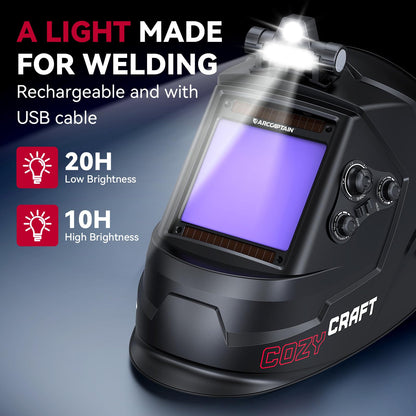 ARCCAPTAIN Automatik-Schweisshelm mit LED-Licht, Solar und True Color